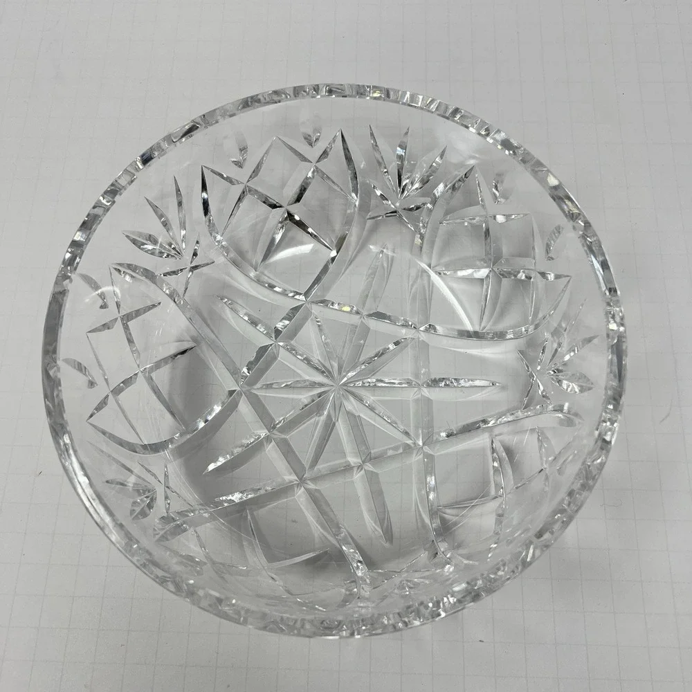 Crystal Impression Glass Fruit Bowl Clear Decorative Serving Dish Elegant Center
